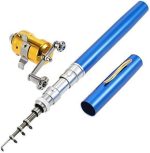 Mini Portable Pocket Fish Rod Pen Aluminum Alloy Fishing Rod Pole Reel Combos…