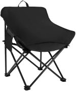 Folding Camping Chair, Portable Outdoor Backpacking Chair for Fishing, Hiking, Picnic, Camping, Beach, Lawn, Concert, Ultralight Compact Camping Chair with Carry Bag, 23"D x 14.2"W x 14.2"H (Black)