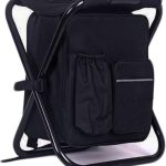 3 in 1 Backpack Stool Cooler Chair, Foldable Camping Fishing Stool, Portable Backpack Chair for Outdoor Hiking Walking,Black