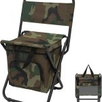Small Fishing Chair with Cooler Bag, Lightweight Camping Chair Compact Fishing Stool with Backrest for RV Hiking Travel, Hunting, Ice Fishing Gifts Gear for Men