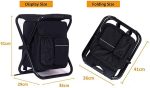 3 in 1 Backpack Stool Cooler Chair, Foldable Camping Fishing Stool, Portable Backpack Chair for Outdoor Hiking Walking,Black - Image 2