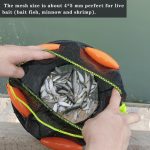 Large Portable Floating Fishing Basket for Caught Bait Shrimp Minnow Crab Live Well Coated Nylon Net Mesh Collapsible Storage Cage Rubber Kayak Fish Net Bucket - Image 2
