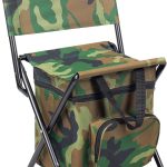Foldable Camping Chair with Cooler Bag, Hunting Fishing Chair Backpack with Backrest, Compact Camping Chair Stool for Fishing Hiking Hunting (Camouflage)