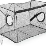 Compact Foldable Fishing Net Trap with Zipper Nylon Mesh Bait Cage for Fish, Eels, Crabs