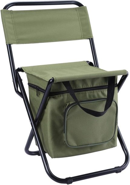 Fishing Chair with Cooler Bag Compact Fishing Stool Foldable Camping Chair