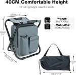 Detachable Backpack Chairs, Portable Chair Backpack with 15L Removable Cooler Bag for Adults Heavy Duty 350lbs, Lightweight Folding Stool Backpack for Travel Fishing Camping Hiking - Image 2