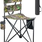 Extra Large Tripod Camping Chair with Backrest Portable Fishing Chair with Cup Holder Lightweight Folding Chair for Hunting, Hiking, Outdoor