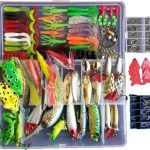 275 Fishing Lure Set Including Frog Lures Soft Fishing Lure Hard Metal Lure  Rattle Crank Popper  Pencil Metal Jig Hook for Trout Bass Salmon with 1 Tackle Box