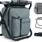 Detachable Backpack Chairs, Portable Chair Backpack with 15L Removable Cooler Bag for Adults Heavy Duty 350lbs, Lightweight Folding Stool Backpack for Travel Fishing Camping Hiking