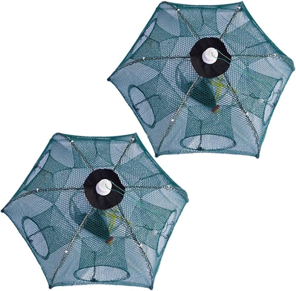 71mu2gYAo-L._AC_SL1000_.jpg Fishing Net Trap Portable Folded Foldable Crab Net Cast Dip Bait Fish Shrimp Crawfish Langostino Cage mesh Automatic (Small Size,Pack of 2,for Kids) - Image 1