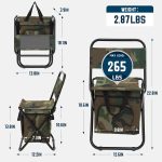 Small Fishing Chair with Cooler Bag, Lightweight Camping Chair Compact Fishing Stool with Backrest for RV Hiking Travel, Hunting, Ice Fishing Gifts Gear for Men - Image 2
