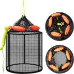 2 Pcs Large Collapsible Floating Fishing Net - Foldable Floating Fish Basket Net - Portable Fish Holder - Mesh Fishing Bait Storage Cage Trap for Minnows, Shrimp