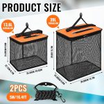 2 Pcs Floating Fishing Basket 3.5 Gallons / 10 Gallons Collapsible Fishing Net Rubber Coated Bait Storage Cage for Live Caught Fish Minnows Crayfish - Image 2