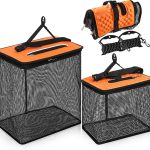 2 Pcs Floating Fishing Basket 3.5 Gallons / 10 Gallons Collapsible Fishing Net Rubber Coated Bait Storage Cage for Live Caught Fish Minnows Crayfish