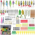 Fishing Lures Set Fish Lure kit for Bass Trout Salmon Freshwater Fish Tackle kit Including Plastic Shrimp Worm Bait Spoon Grasshopper  Jigs Hooks Fishing Gear and Equipment