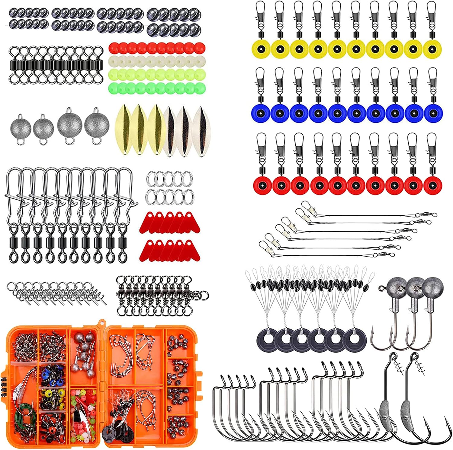 91L0FXRnOFL._AC_SL1500_.jpg Fishing Lures Set Fish Lure kit for Bass Trout Salmon Freshwater Fish Tackle kit Including Plastic Shrimp Worm Bait Spoon Grasshopper Jigs Hooks Fishing Gear and Equipment - Image 1