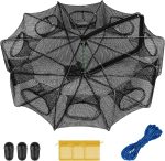 Fishing Bait Trap Crab Net Fishing Trap for Minnow/Crab/Shrimp/Crawdad with Rope, 6/8/10 Holes Large Space Fishing Net