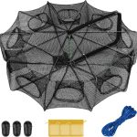 Fishing Bait Trap Crab Net Fishing Trap for Minnow/Crab/Shrimp/Crawdad with Rope, 6/8/10 Holes Large Space Fishing Net