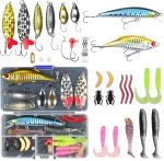 Fishing Lures Set Fish Lure kit for Bass Trout Salmon Freshwater Fish Tackle kit Including Plastic Shrimp Worm Bait Spoon Grasshopper  Jigs Hooks Fishing Gear and Equipment