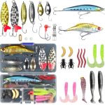 Fishing Lures Set Fish Lure kit for Bass Trout Salmon Freshwater Fish Tackle kit Including Plastic Shrimp Worm Bait Spoon Grasshopper  Jigs Hooks Fishing Gear and Equipment
